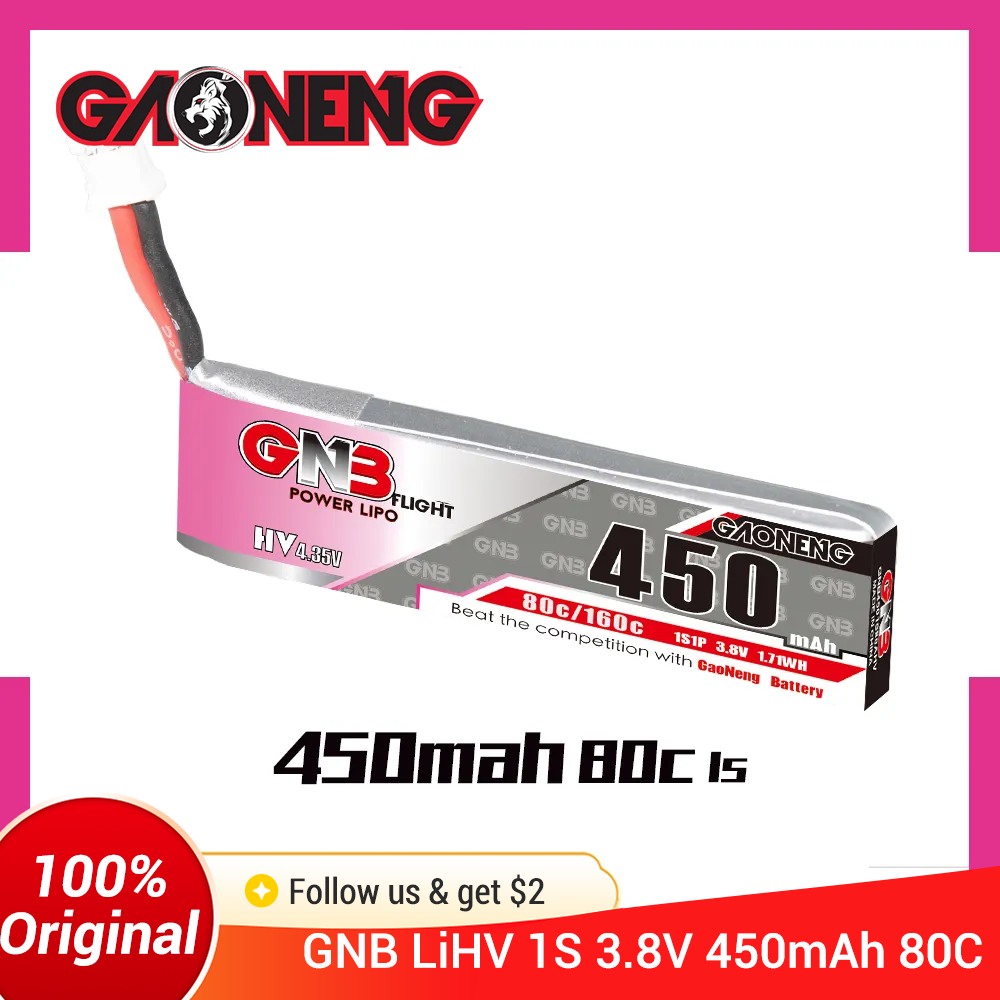 Drone Battery 3S - GAONENG GNB 1S 450mAh 80C/160C 3,8