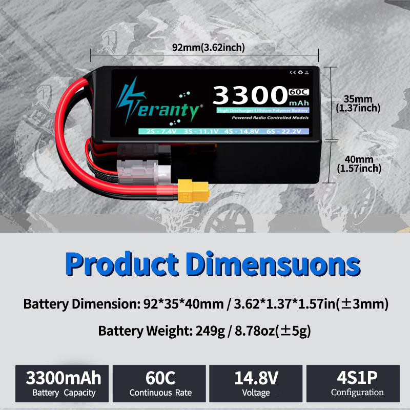 Batería Lipo TERANTY 4S 3300mA - Drone Battery Plate reseña y precio