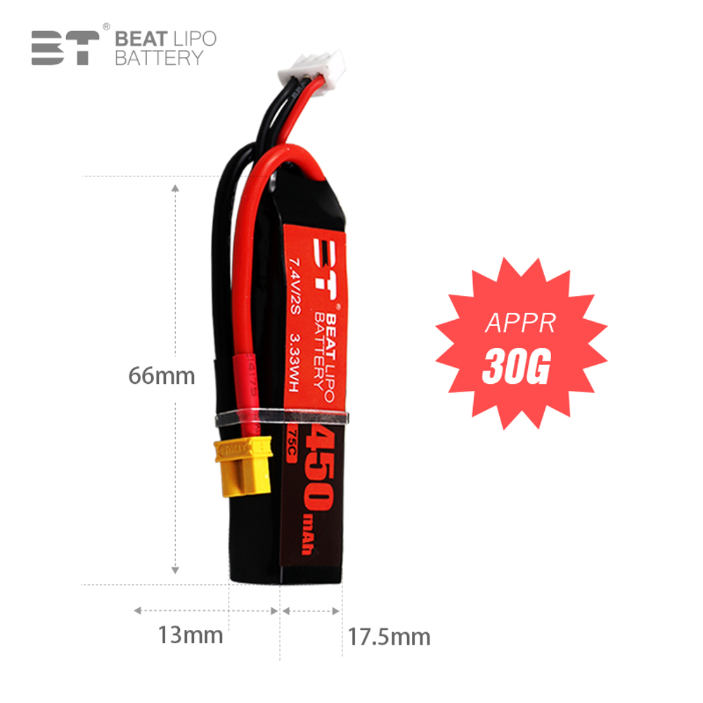 BEAT 2S 7,4 V 450mAh 75C bater - Drone Battery Li-Ion reseña y precio