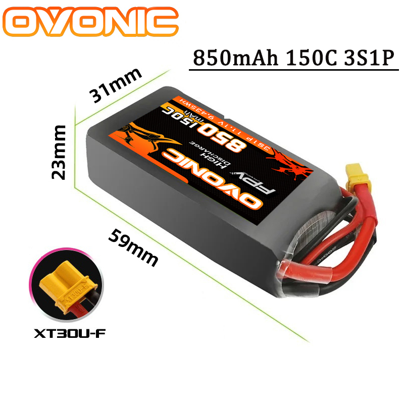 OVONIC 150C 850mAh Lipo baterí - Drone Battery 3S reseña y precio
